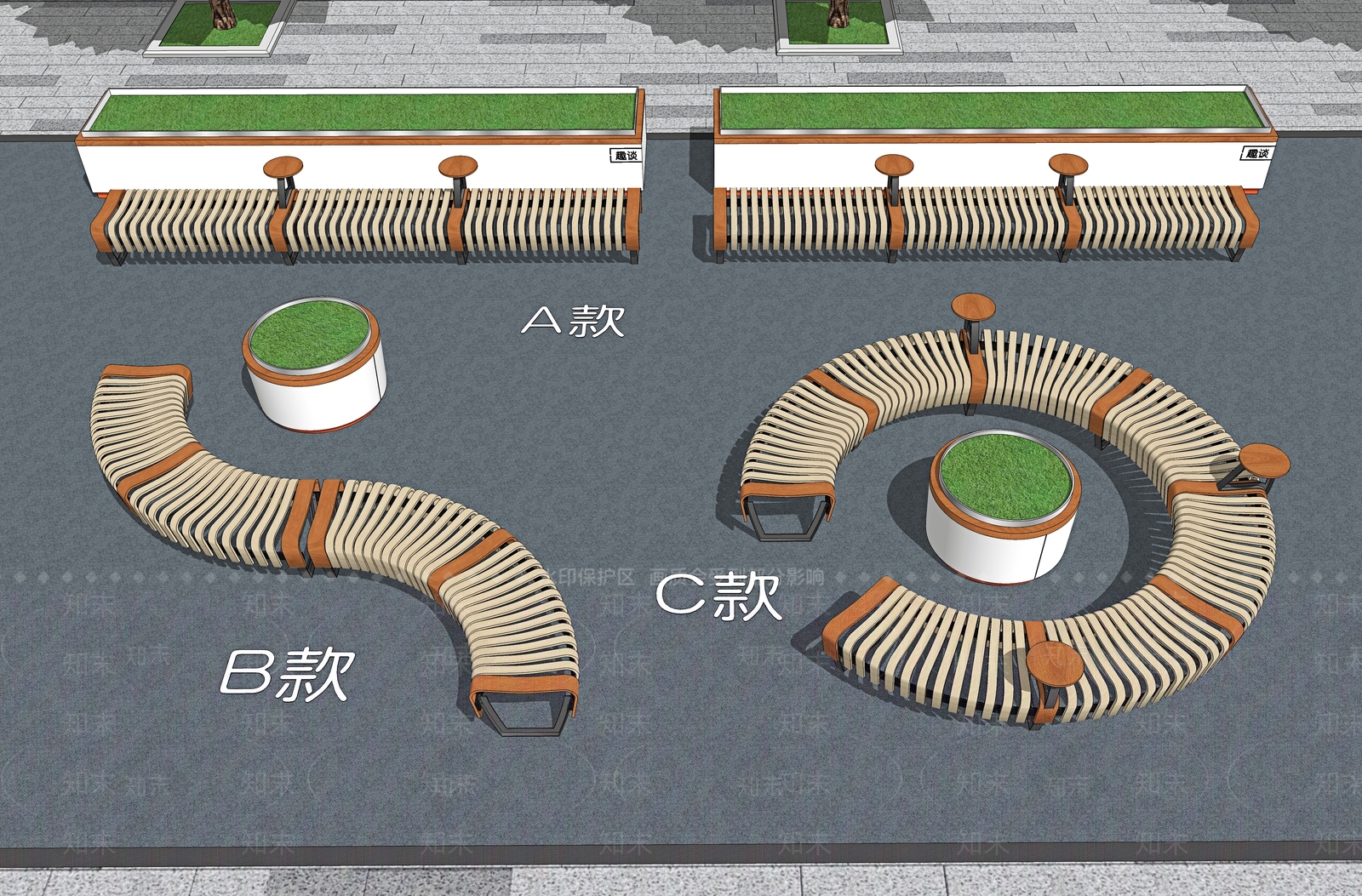 现代景观座椅SU模型下载【ID:1141164191】