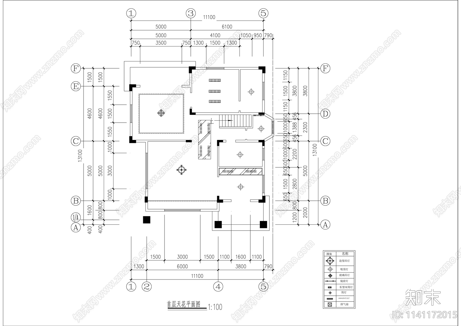 别墅室内装修及屋顶花园cad施工图下载【ID:1141172015】