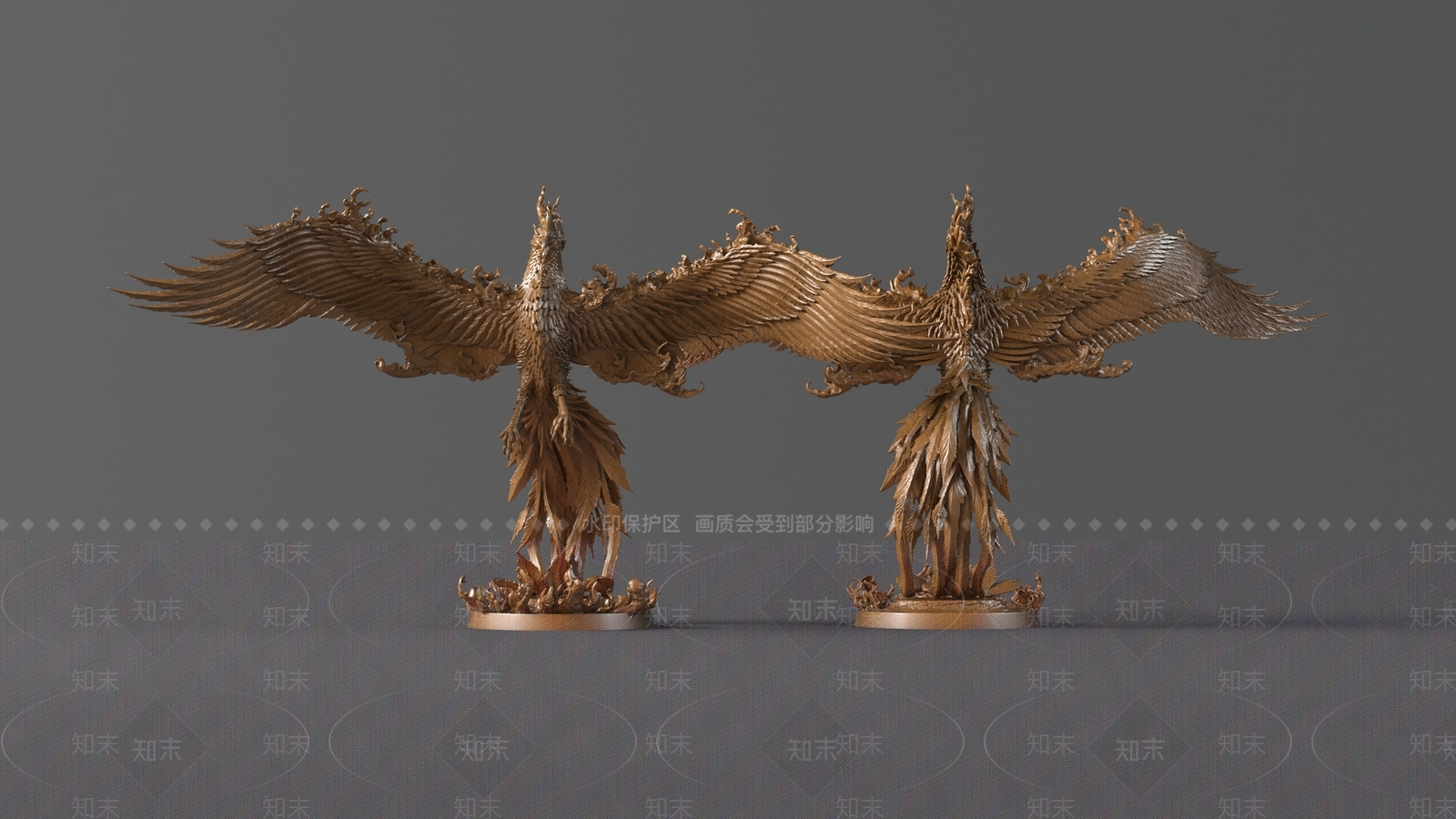 现代凤凰雕塑摆件装置SU模型下载【ID:1141172583】