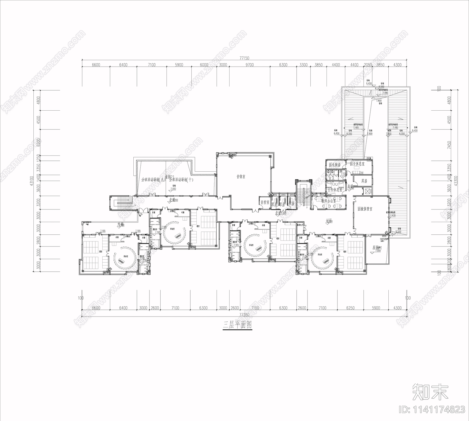 幼儿园建筑cad施工图下载【ID:1141174823】