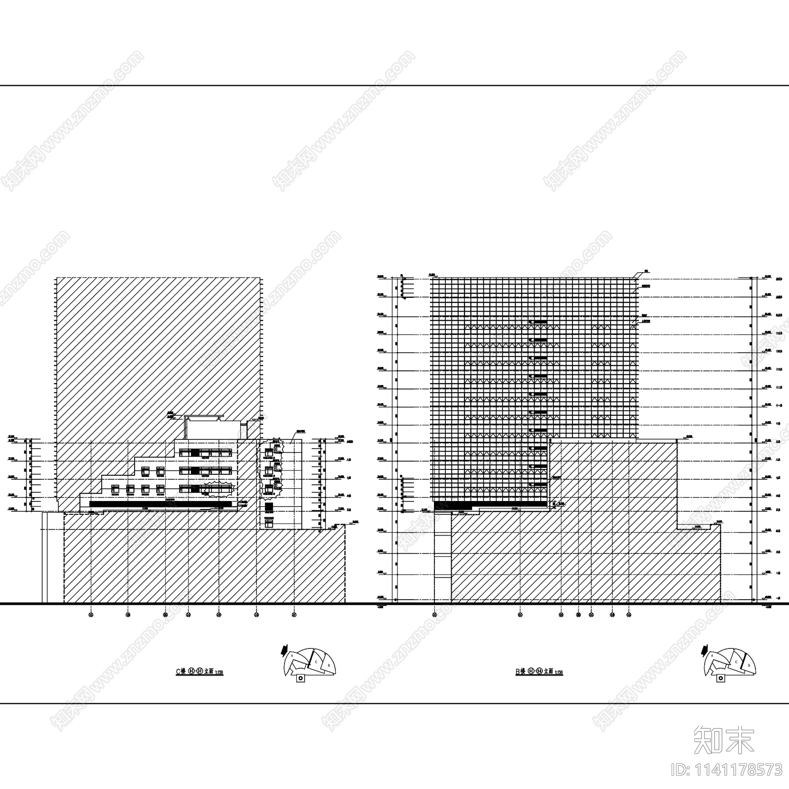 上海中山医院综合楼建筑cad施工图下载【ID:1141178573】