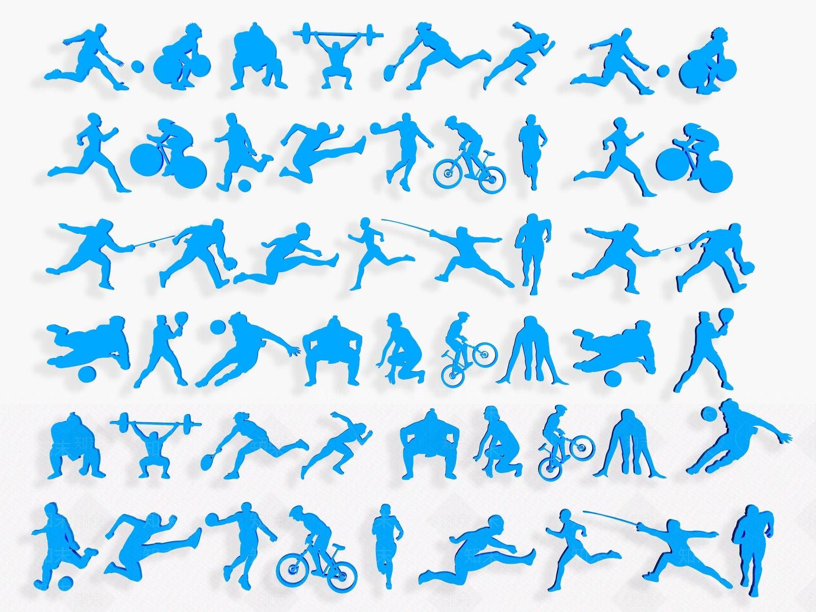 现代运动人物剪影墙饰3D模型下载【ID:1141178557】