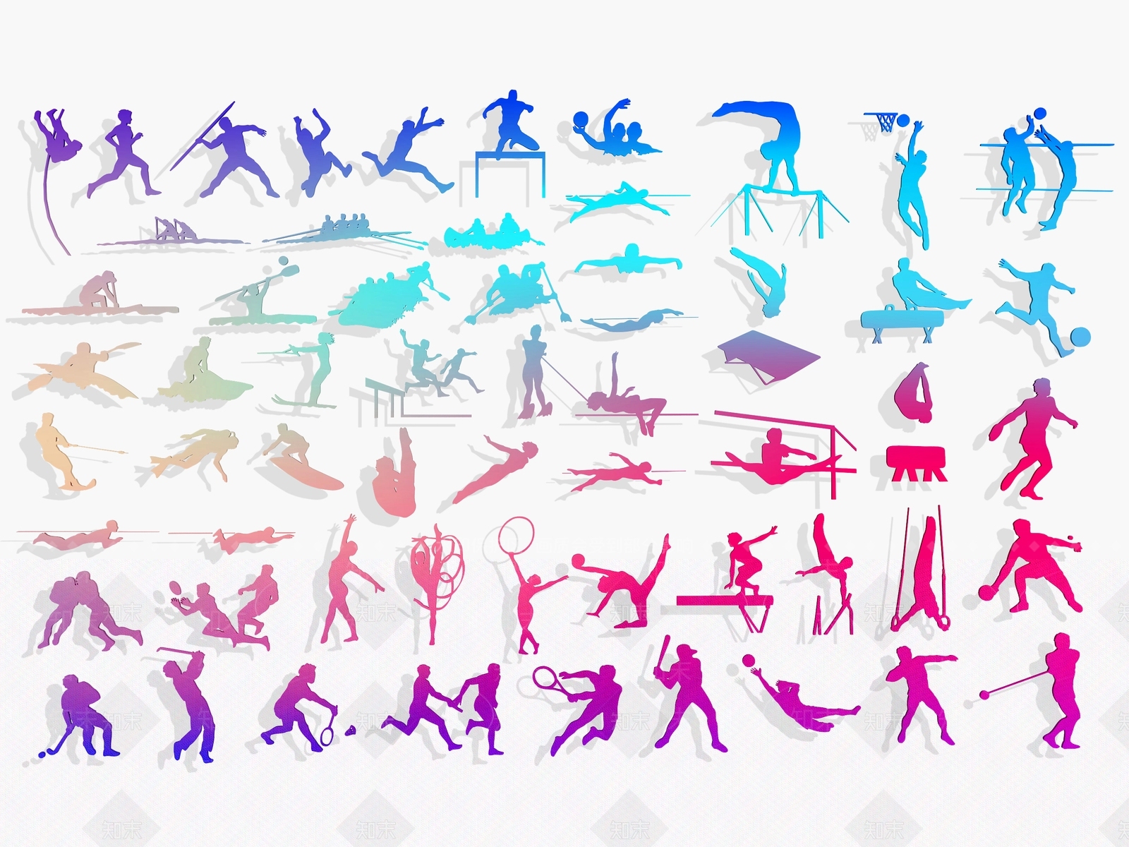 现代运动人物剪影墙饰3D模型下载【ID:1141178636】