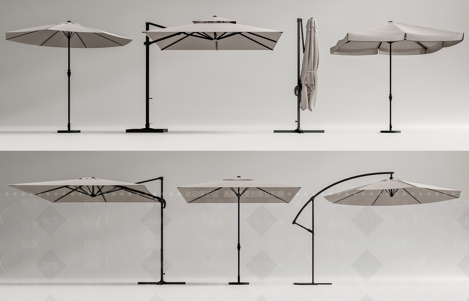 现代户外遮阳伞SU模型下载【ID:1141188772】