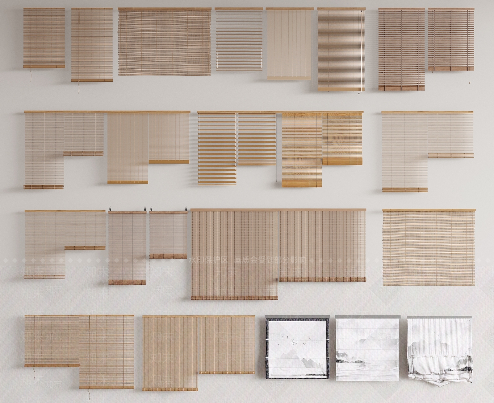 新中式竹帘卷帘3D模型下载【ID:1141206477】