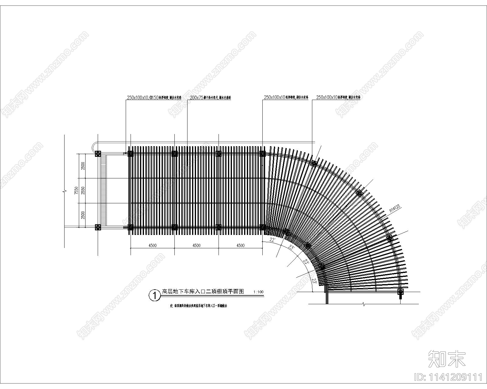 欧式地下车库入口顶棚详图cad施工图下载【ID:1141209111】