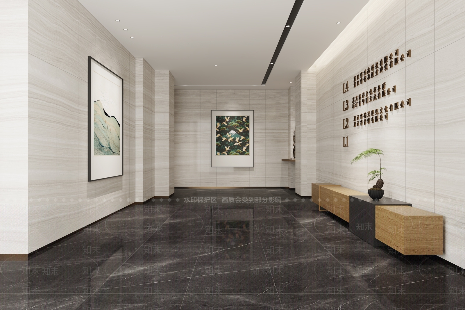 现代公寓楼电梯厅3D模型下载【ID:1141213628】