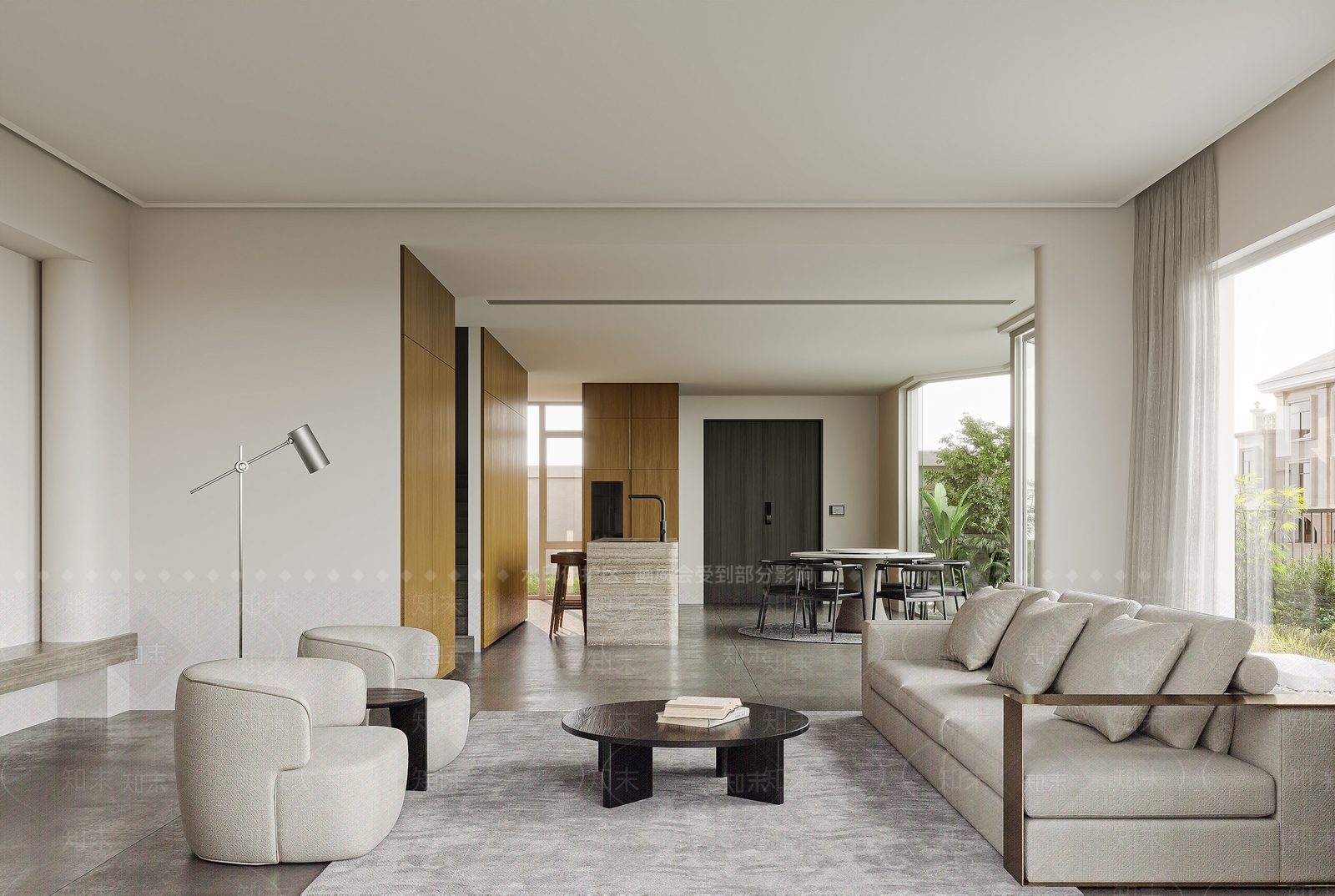 现代极简风格客餐厅SU模型下载【ID:1141222359】