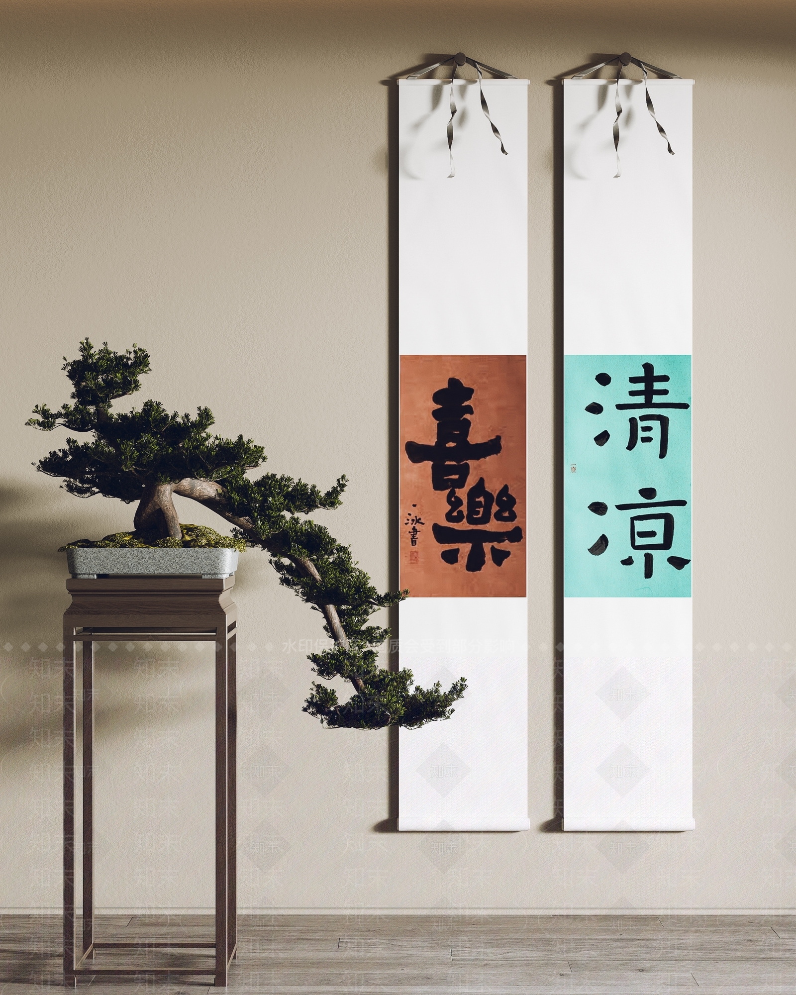 新中式卷轴装饰画3D模型下载【ID:1141222016】