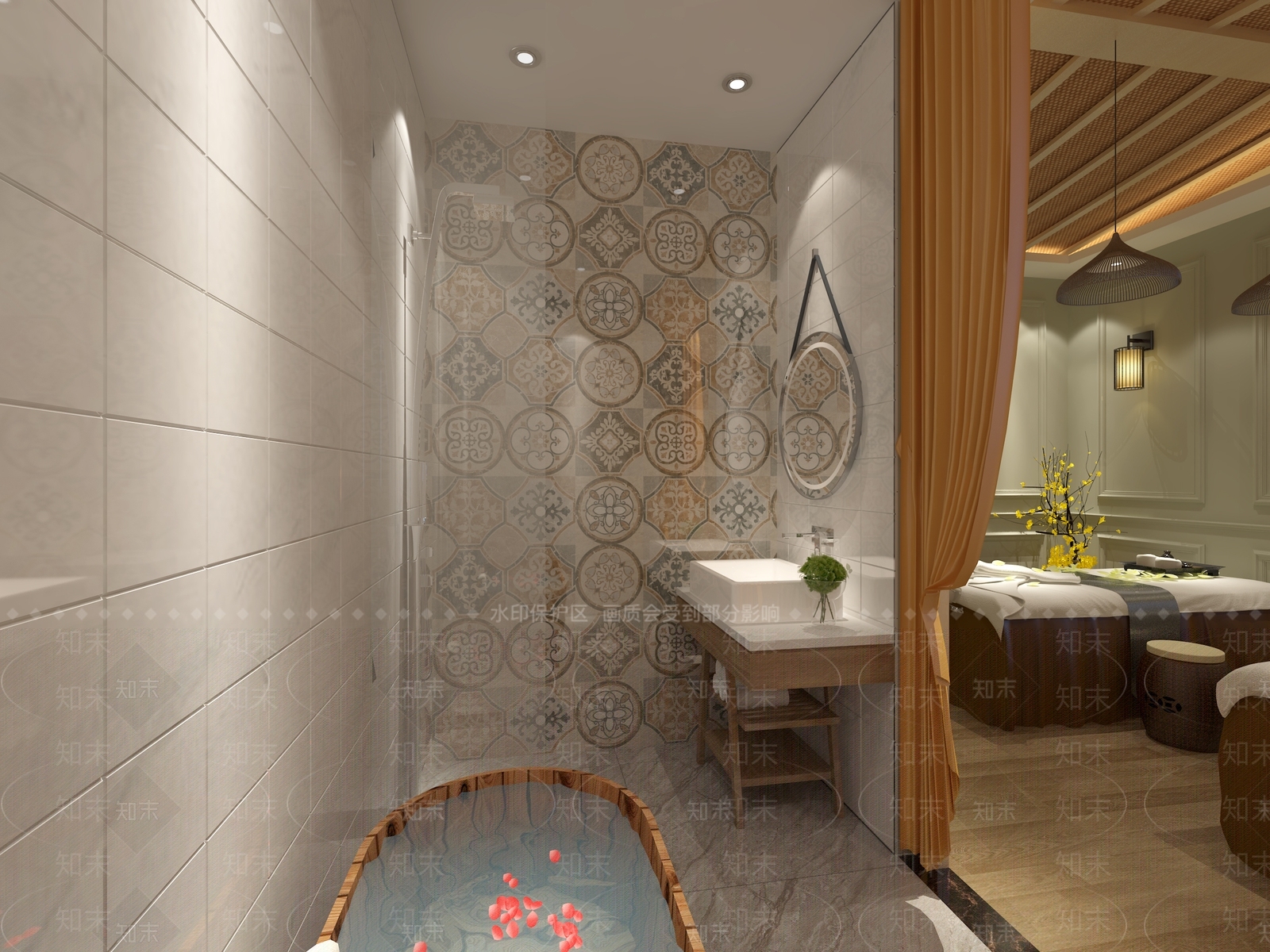 美式美容SPA店3D模型下载【ID:1141223822】