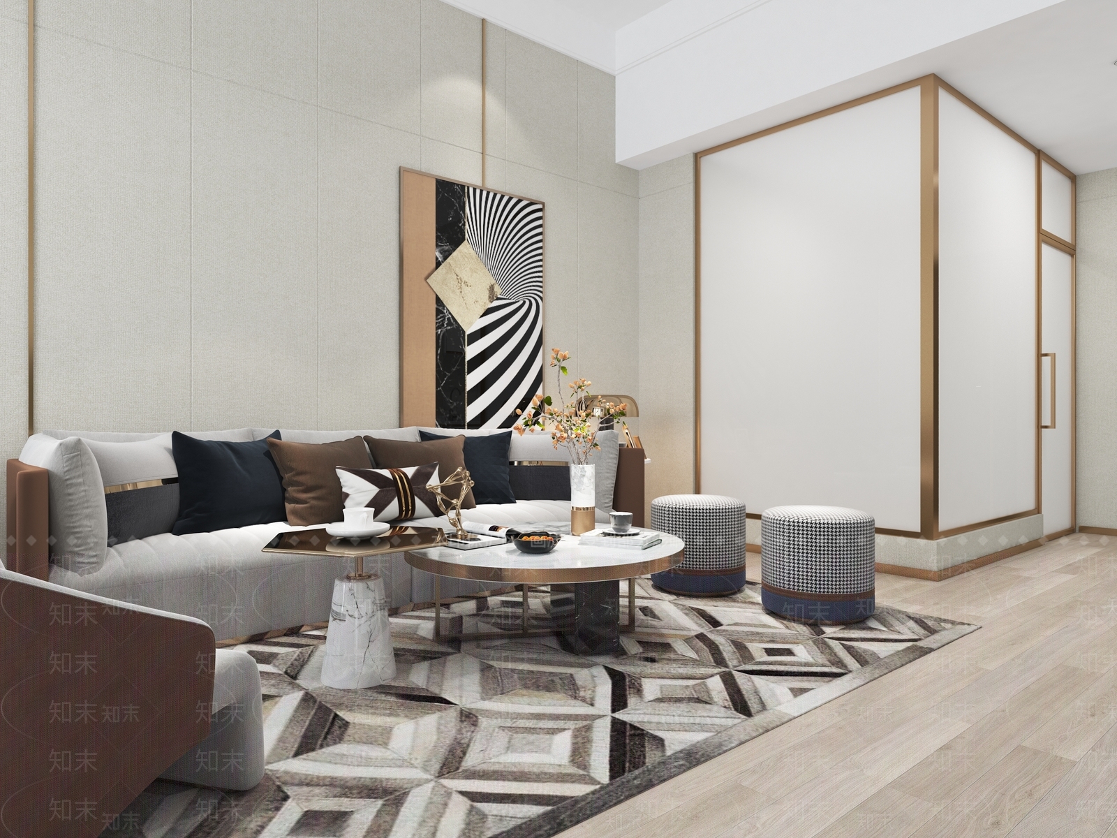 现代公寓客厅3D模型下载【ID:1141225160】
