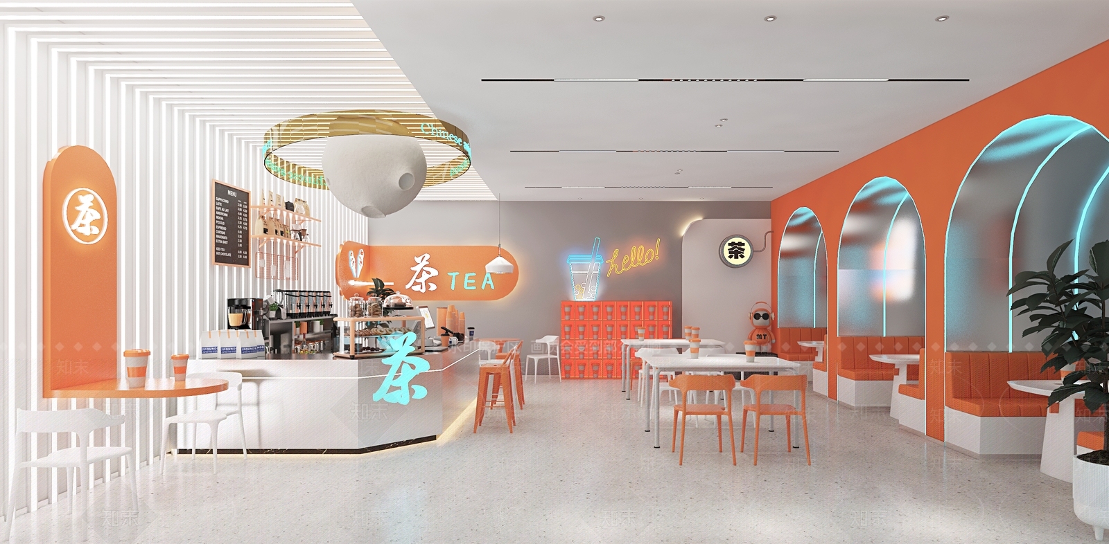 现代奶茶店3D模型下载【ID:1141225991】