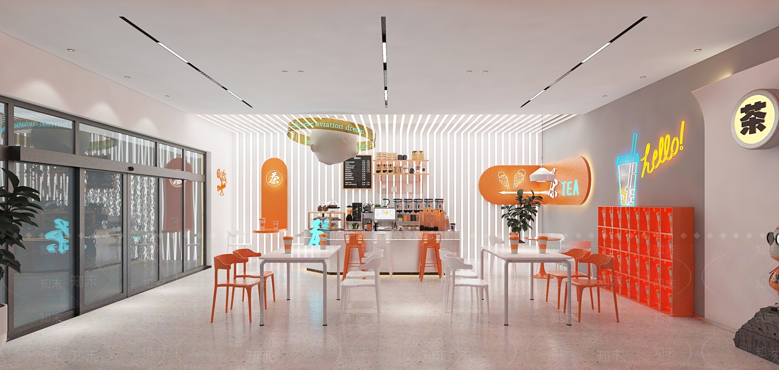 现代奶茶店3D模型下载【ID:1141225991】