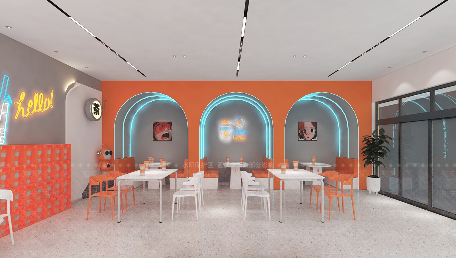现代奶茶店3D模型下载【ID:1141225991】