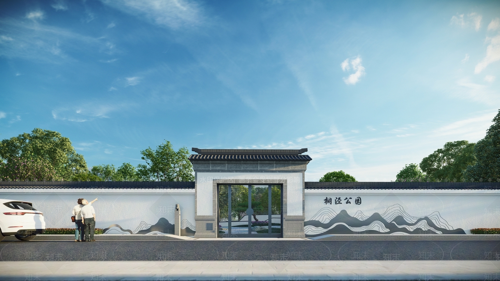 新中式古建公园门SU模型下载【ID:1141226989】
