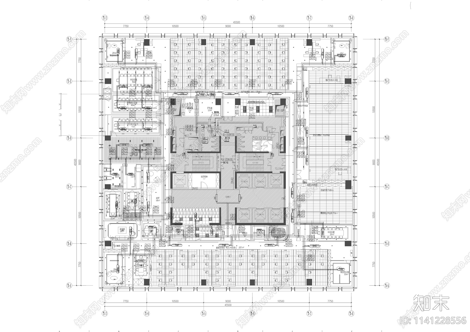 办公室空调cad施工图下载【ID:1141228556】