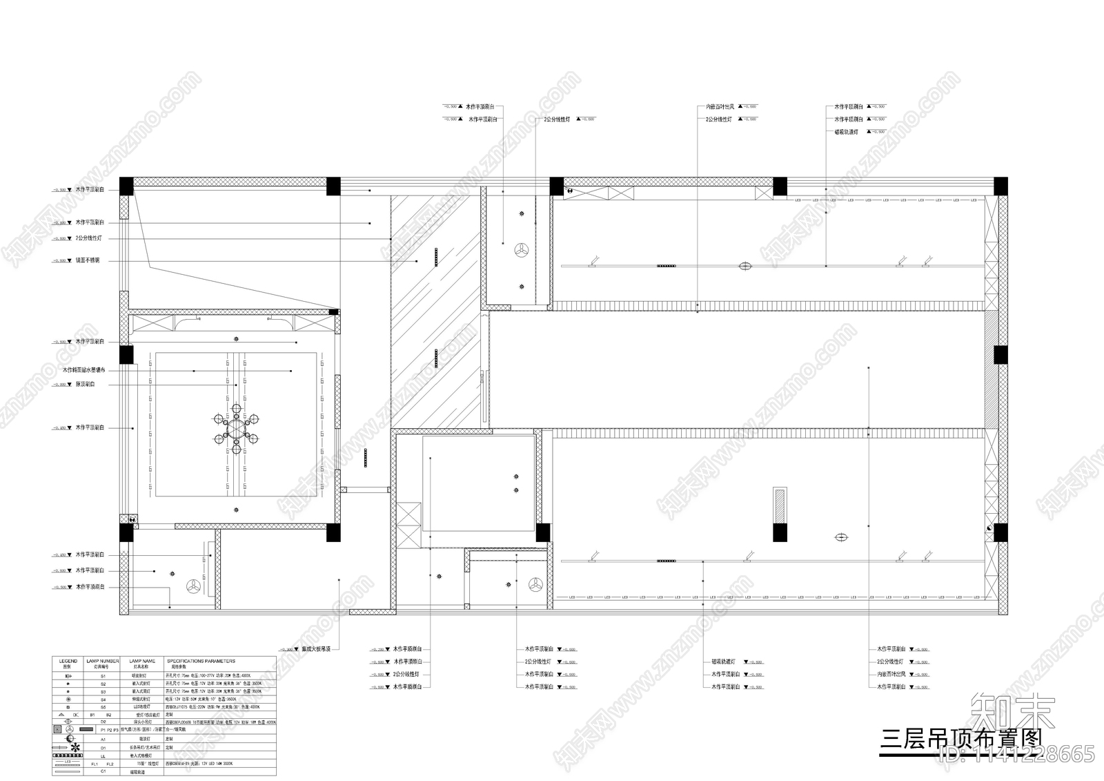 三层亚通办公室室内装修cad施工图下载【ID:1141228665】