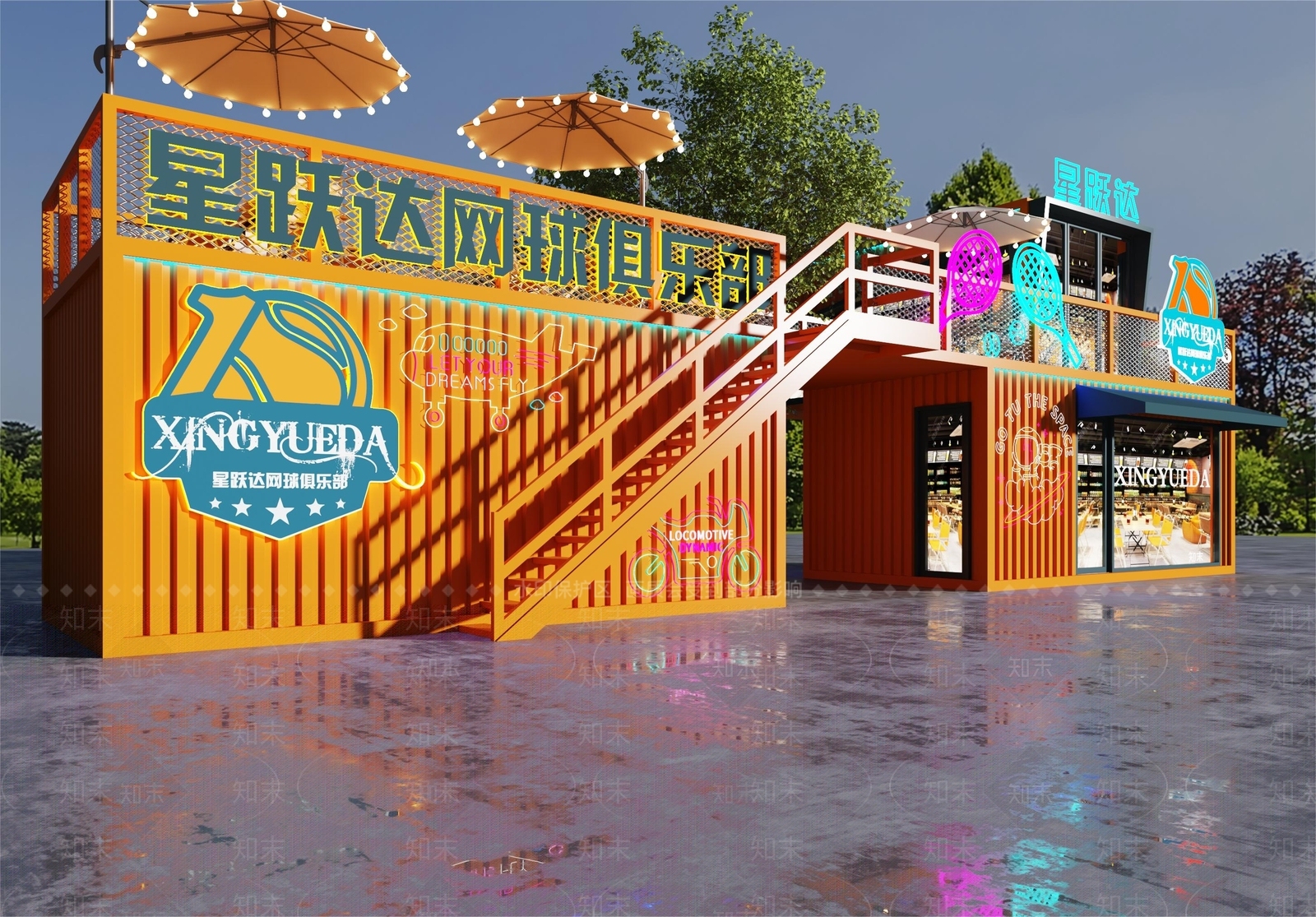 工业风网球俱乐部3D模型下载【ID:1141229183】