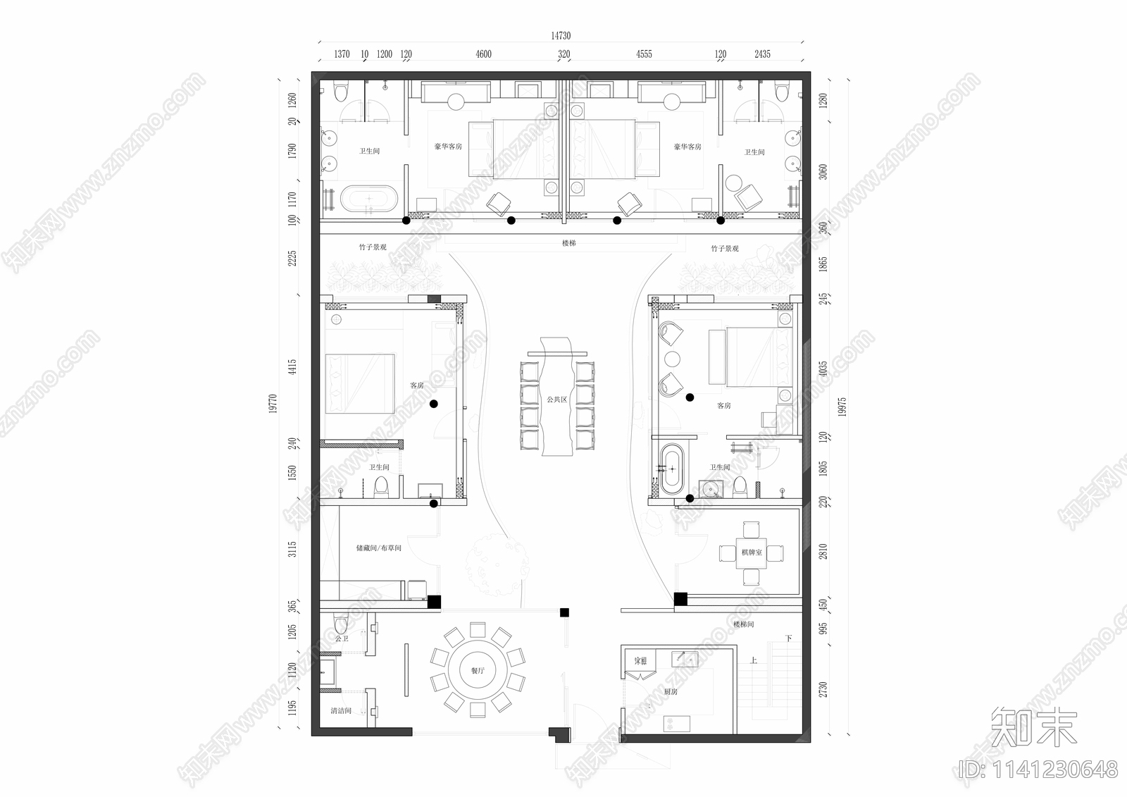 民宿平面图施工图下载【ID:1141230648】