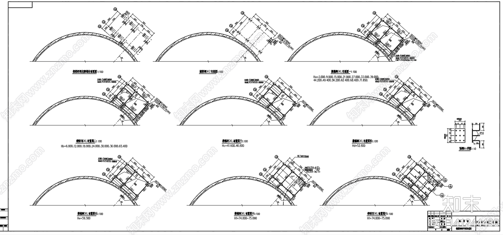 高70米预应力原煤仓储煤仓框筒结构cad施工图下载【ID:1141244430】