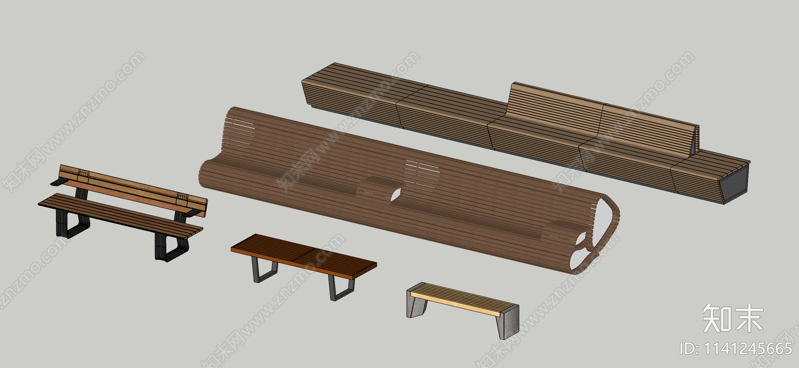 现代户外长椅SU模型下载【ID:1141245665】