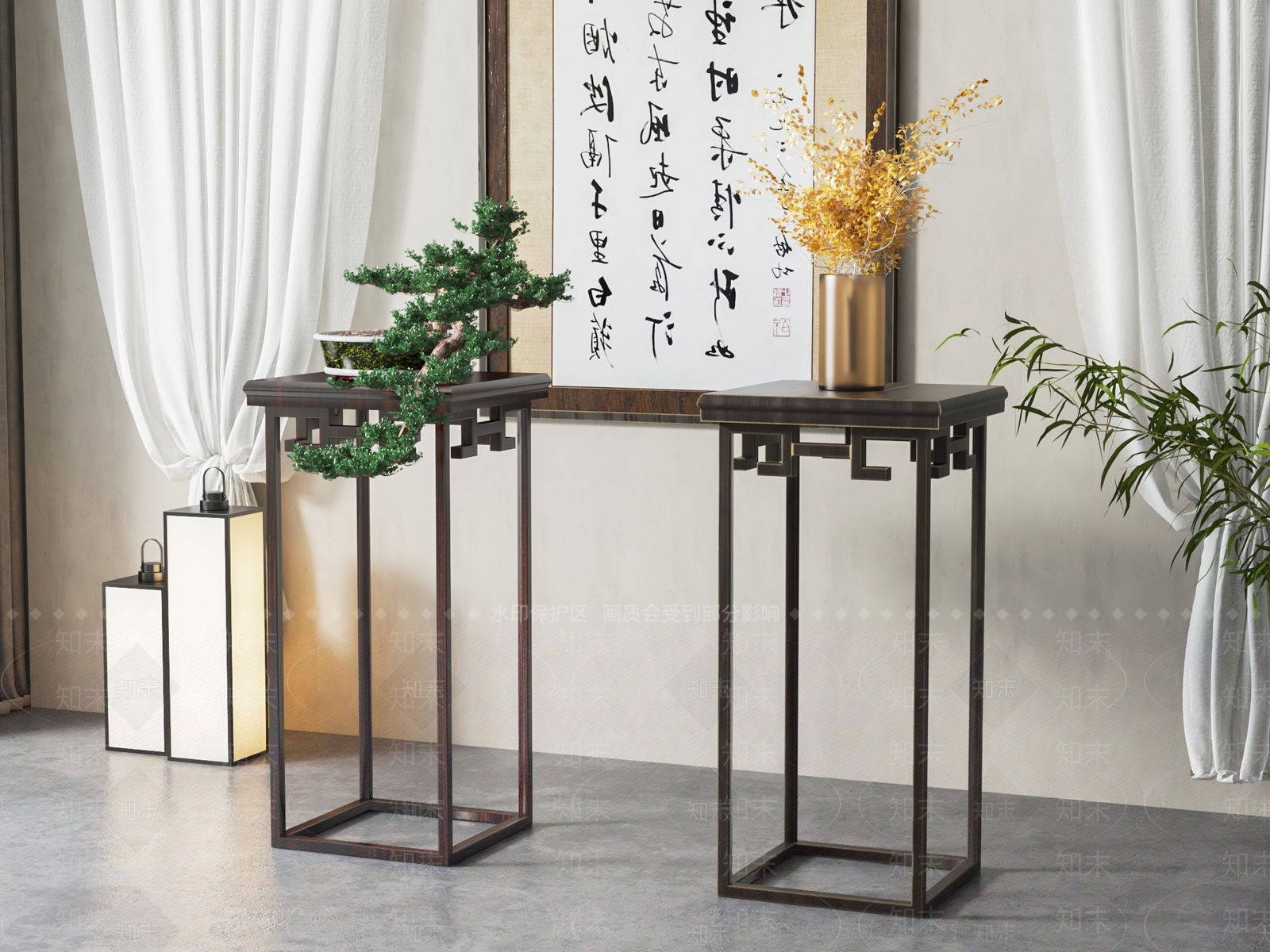 新中式花架3D模型下载【ID:1141247922】