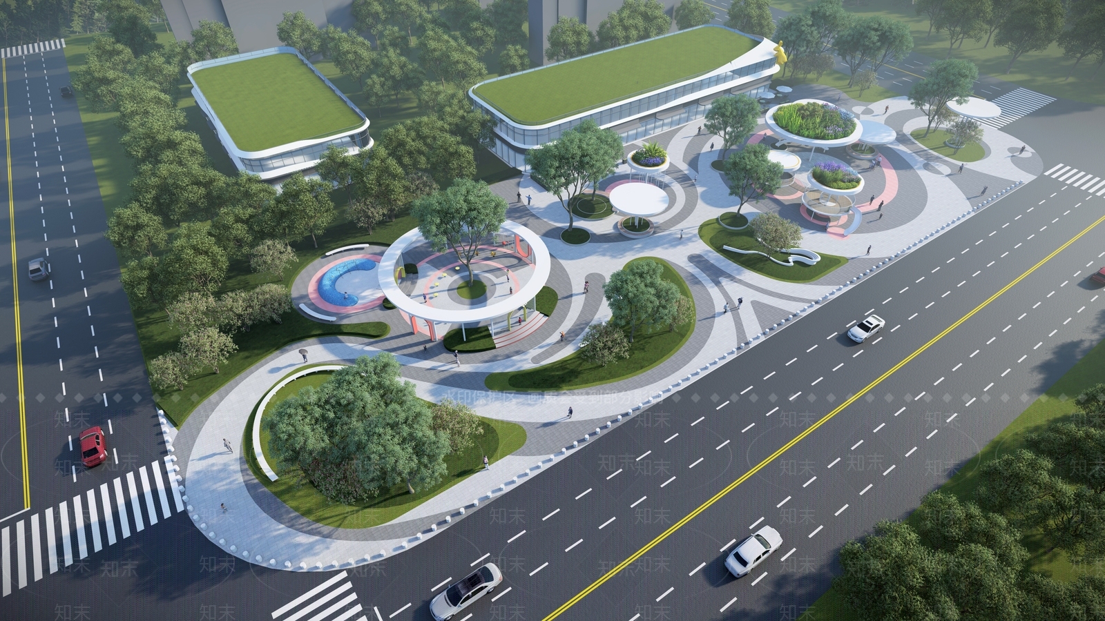 现代街头景观SU模型下载【ID:1141248567】