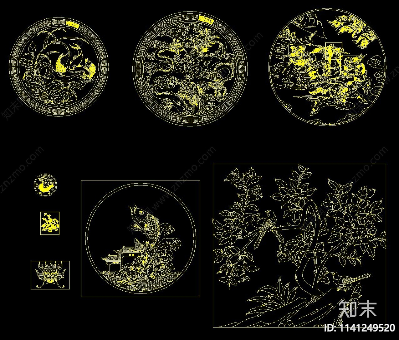 中式花纹图案施工图下载【ID:1141249520】