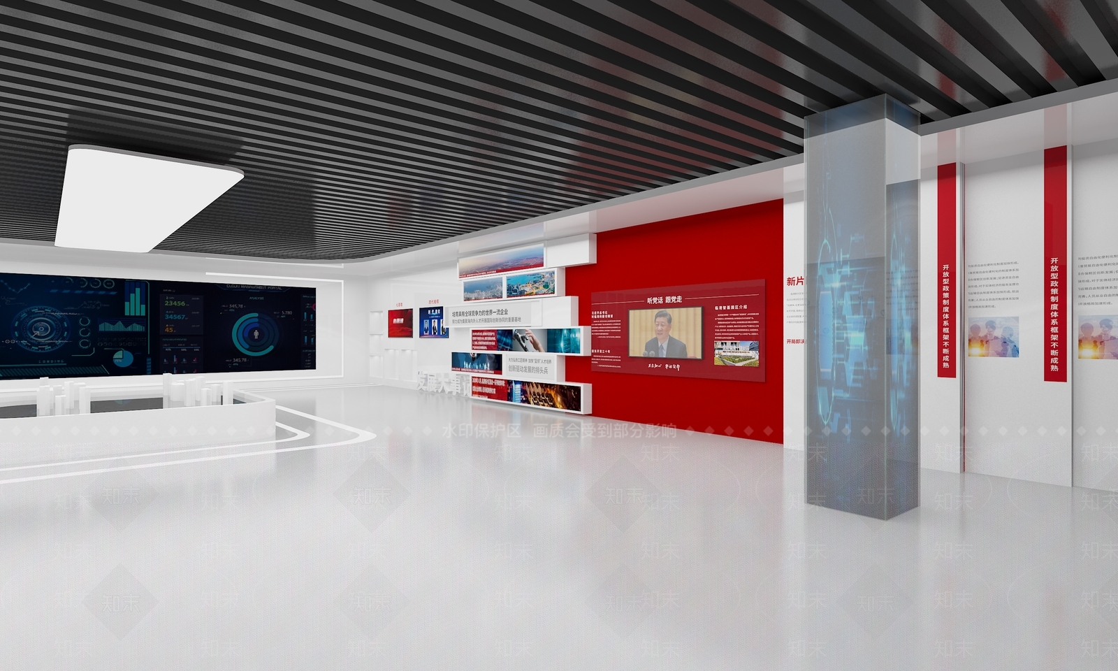 现代党建展厅SU模型下载【ID:1141250095】