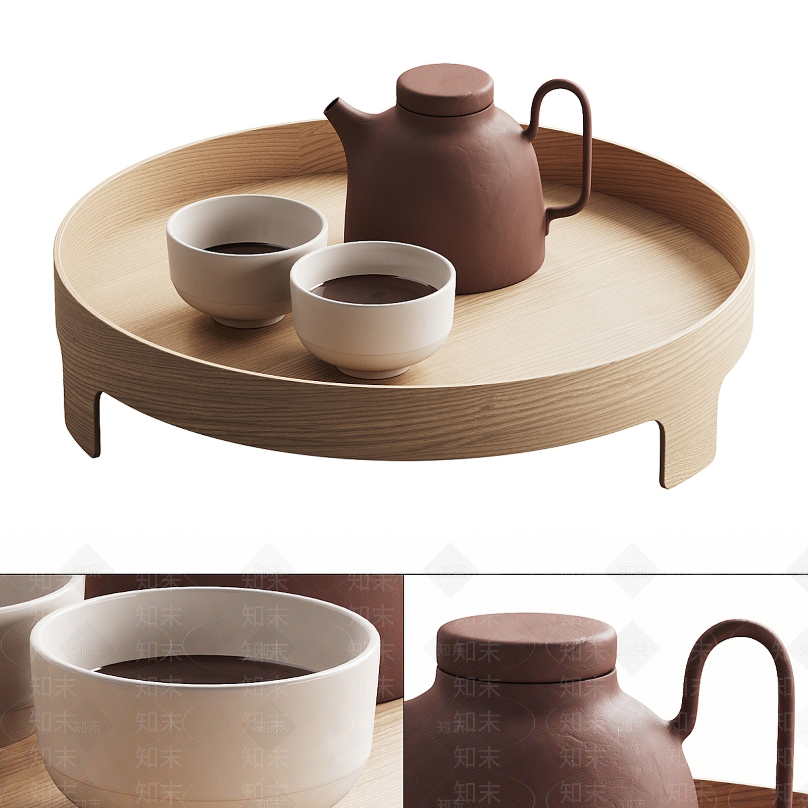 现代茶具组合3D模型下载【ID:1141262042】