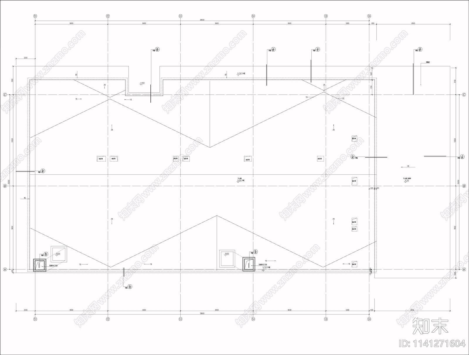 现代售楼处建筑cad施工图下载【ID:1141271604】