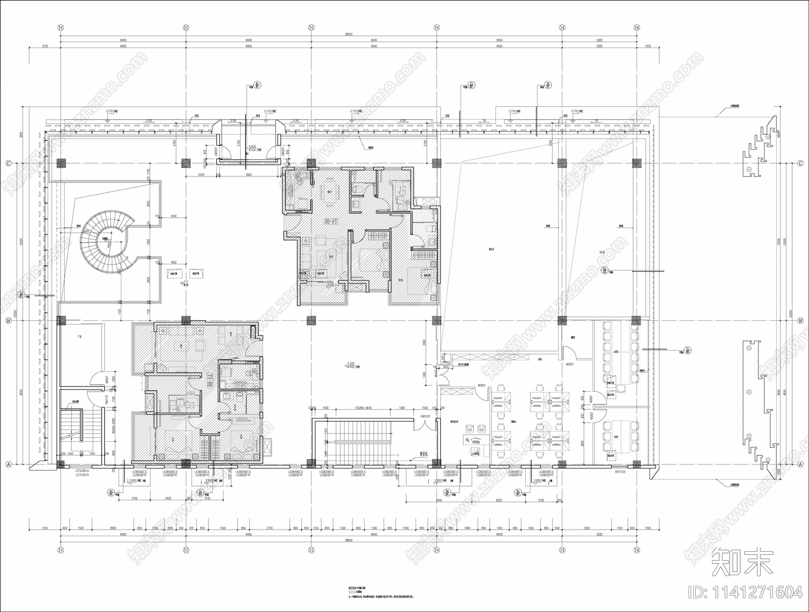 现代售楼处建筑cad施工图下载【ID:1141271604】