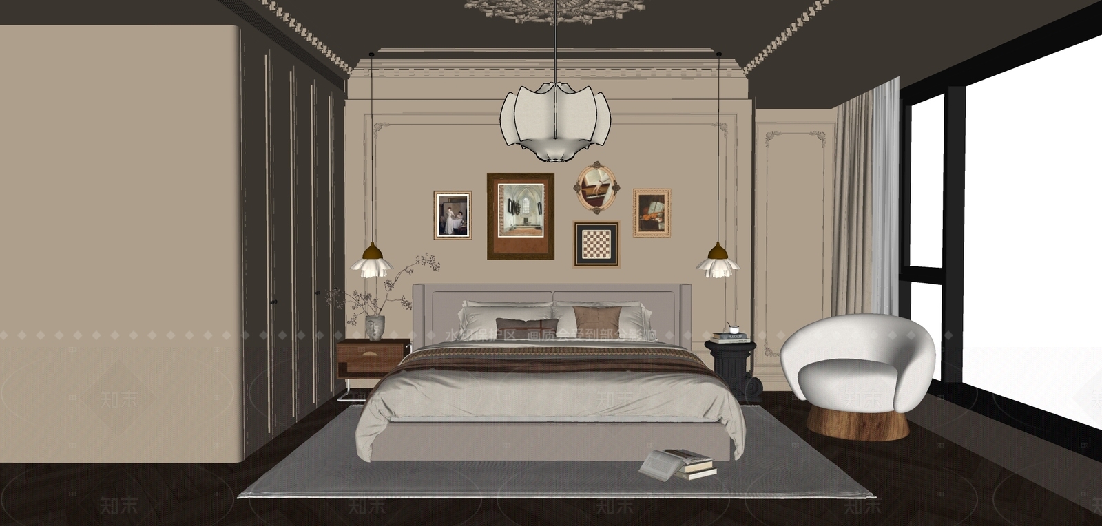 法式家居卧室SU模型下载【ID:1216033255】