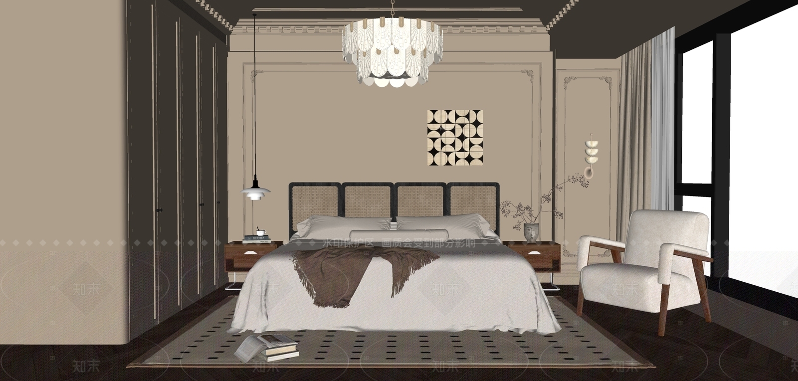 法式家居卧室SU模型下载【ID:1215956137】