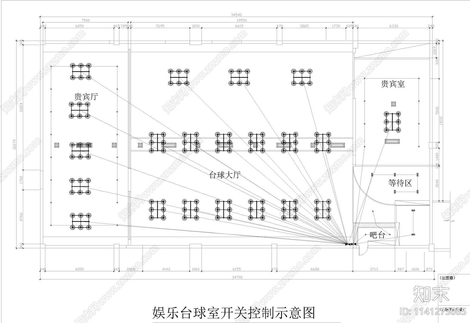 全套台球厅室内装修cad施工图下载【ID:1141273065】