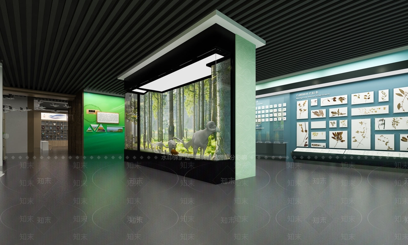 现代动植物展厅SU模型下载【ID:1141273792】