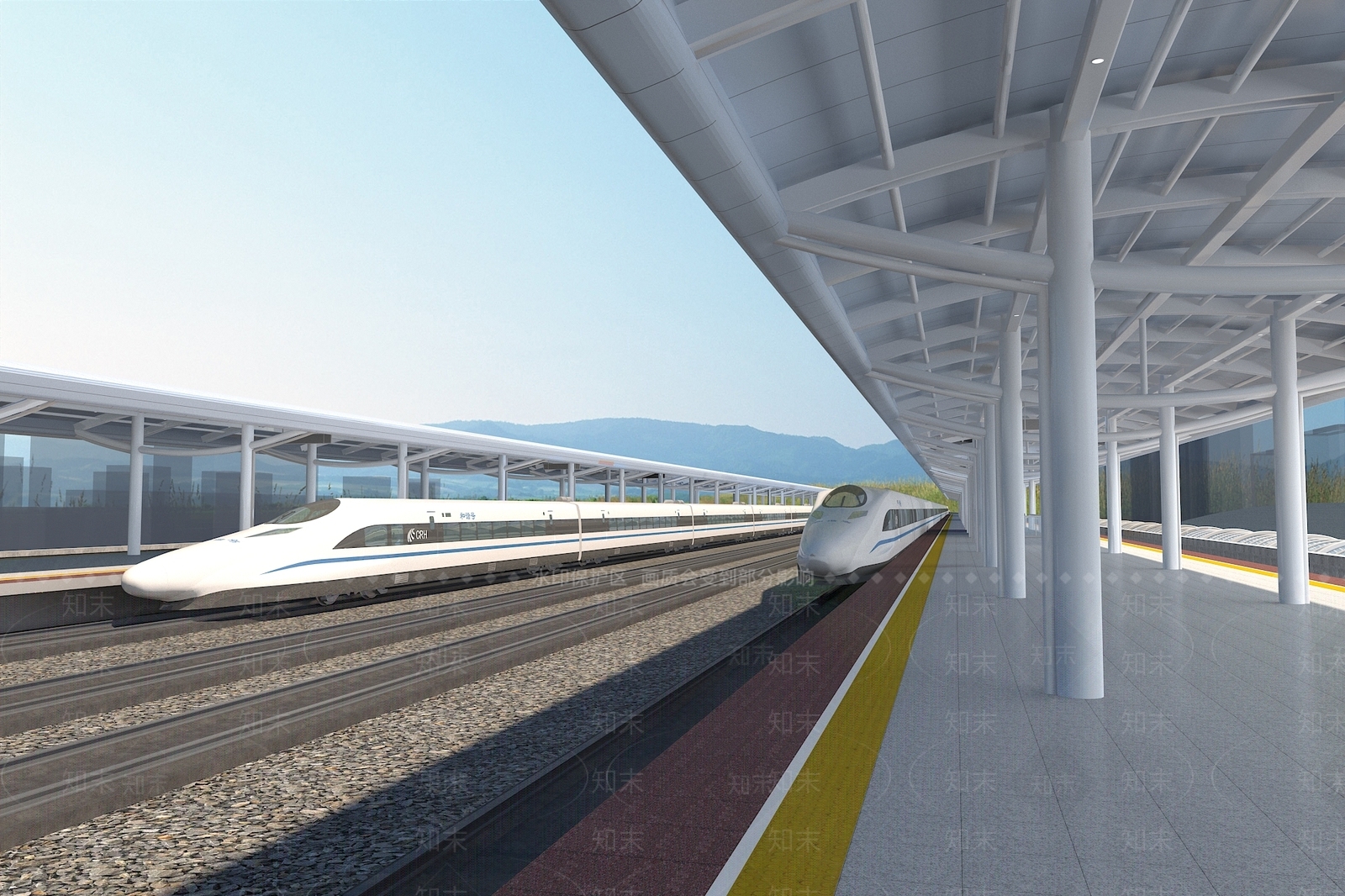 现代火车站站台3D模型下载【ID:1141274370】