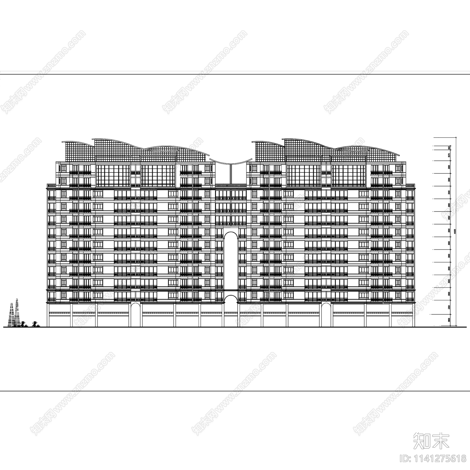 居住建筑住宅楼cad施工图下载【ID:1141275618】