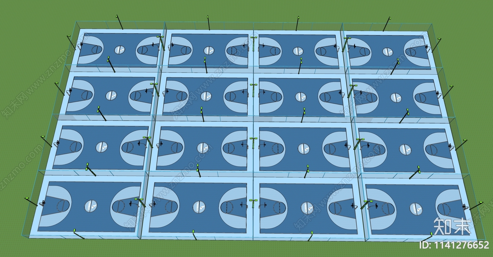 现代标准篮球场SU模型下载【ID:1141276652】