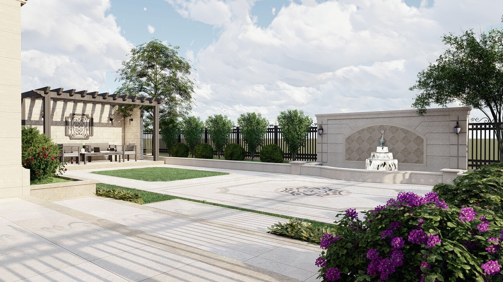 欧式庭院花园SU模型下载【ID:1141277894】