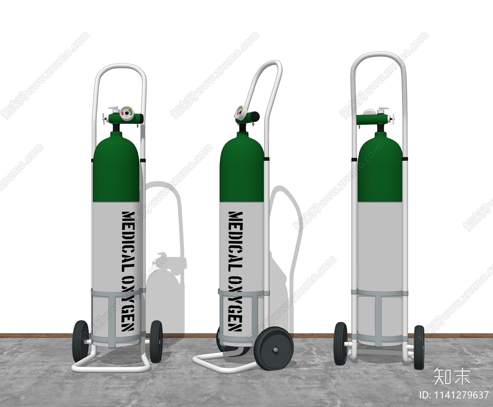 医疗医用氧气瓶氧气管组合SU模型下载【ID:1141279637】