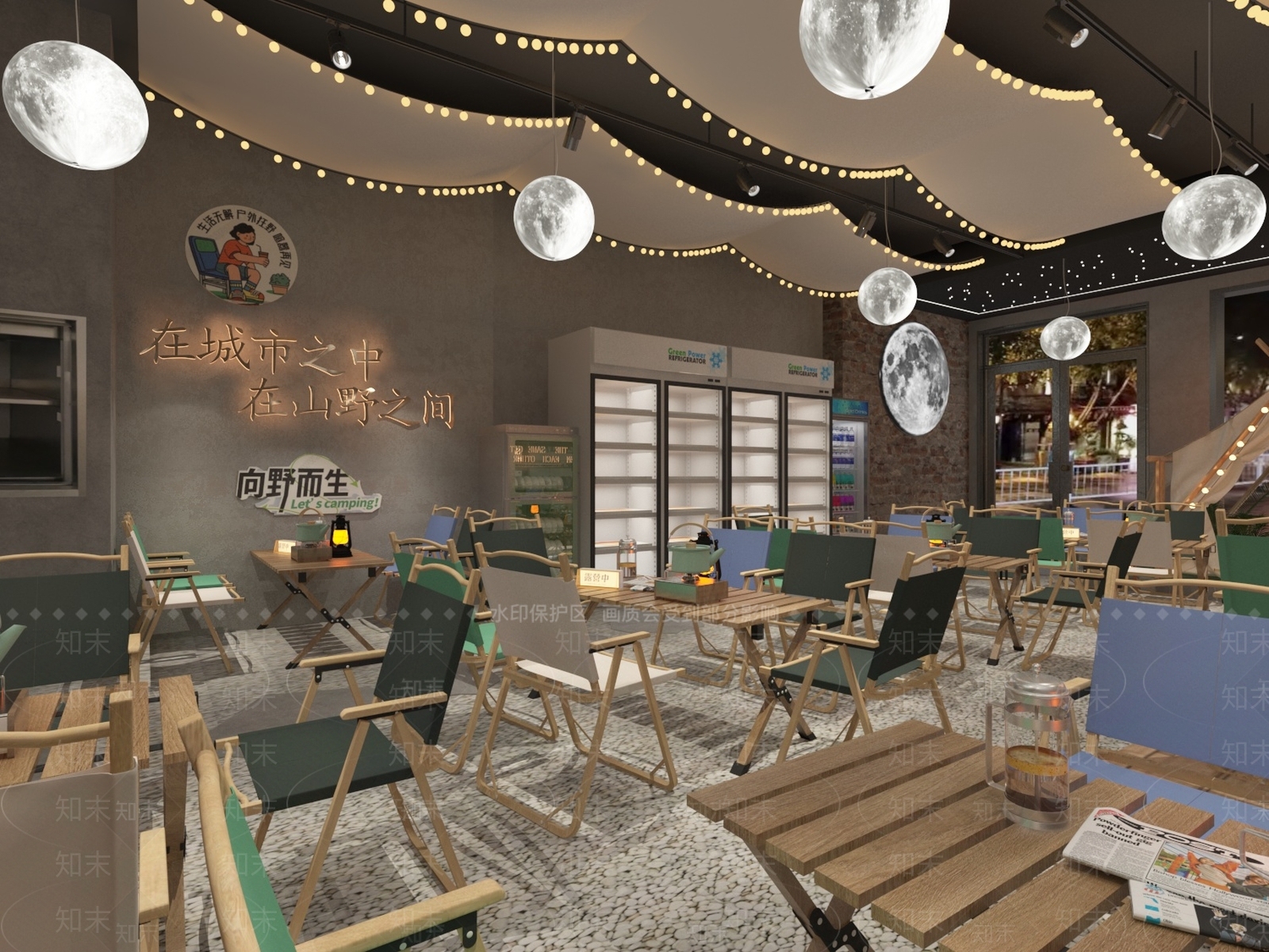 现代露营风烧烤店3D模型下载【ID:1141289941】