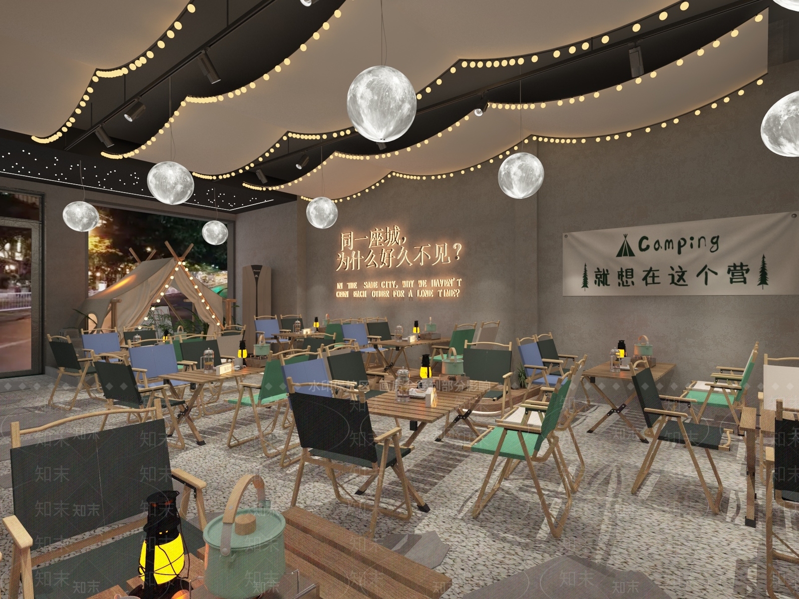 现代露营风烧烤店3D模型下载【ID:1141289941】