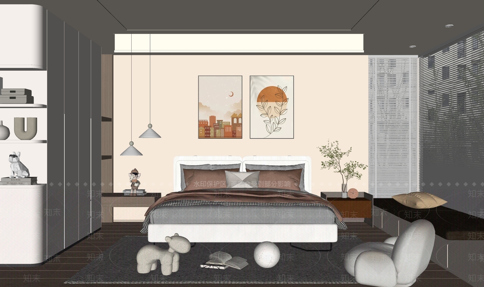 现代家居卧室SU模型下载【ID:1215200370】