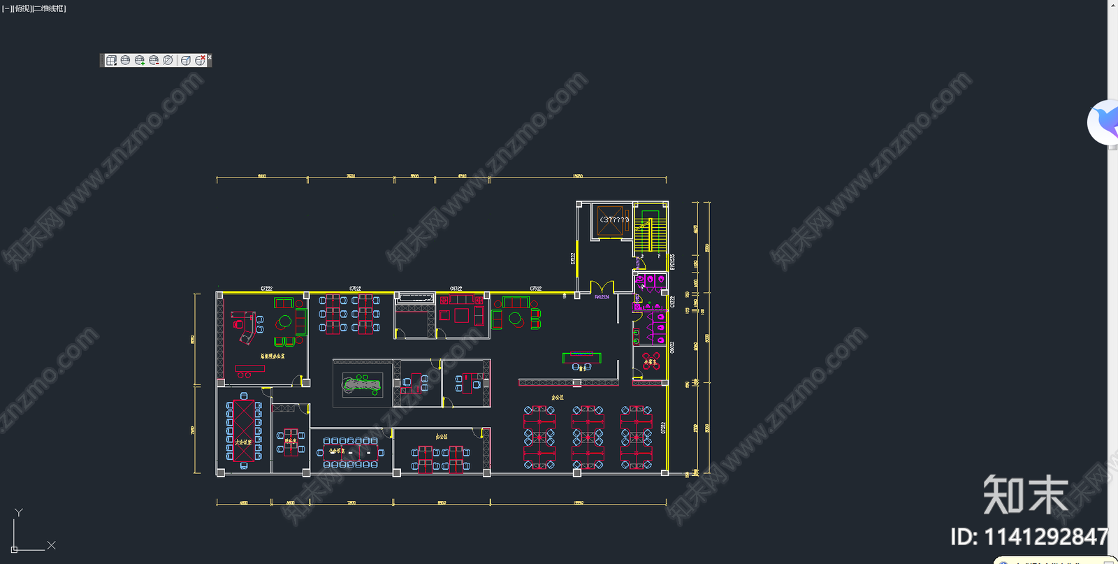 800㎡现代办公室平面布置方案图施工图下载【ID:1141292847】