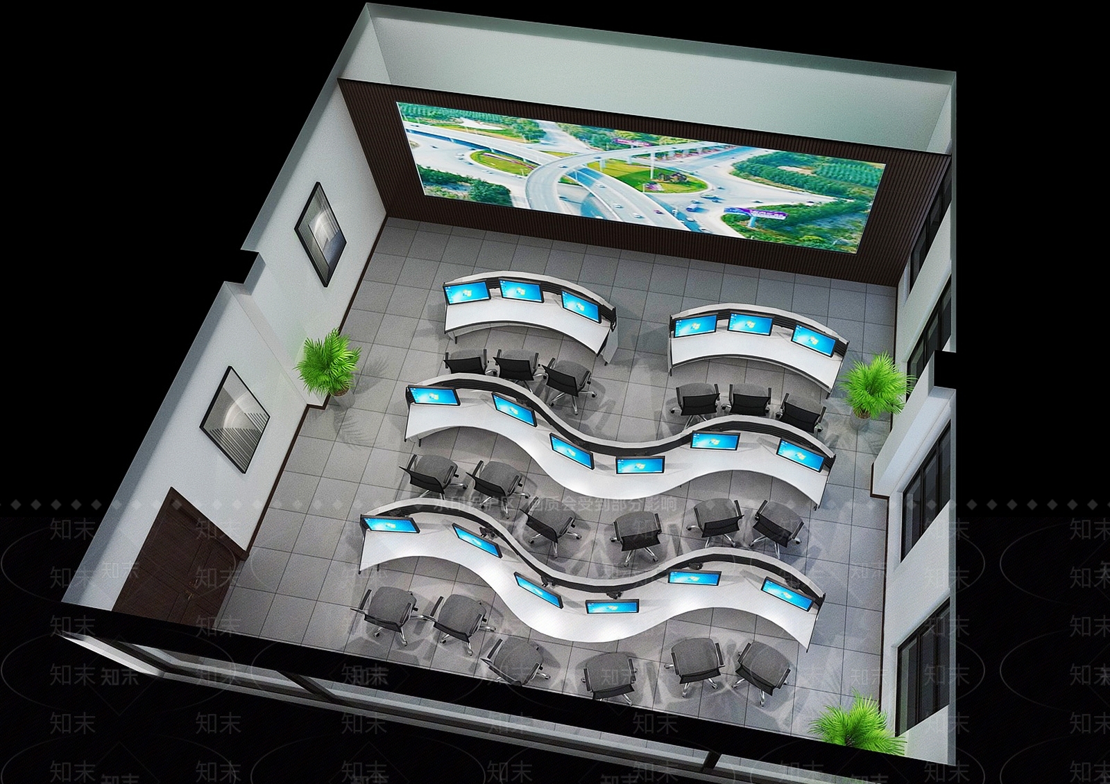 现代公交公司监控室3D模型下载【ID:1141297638】