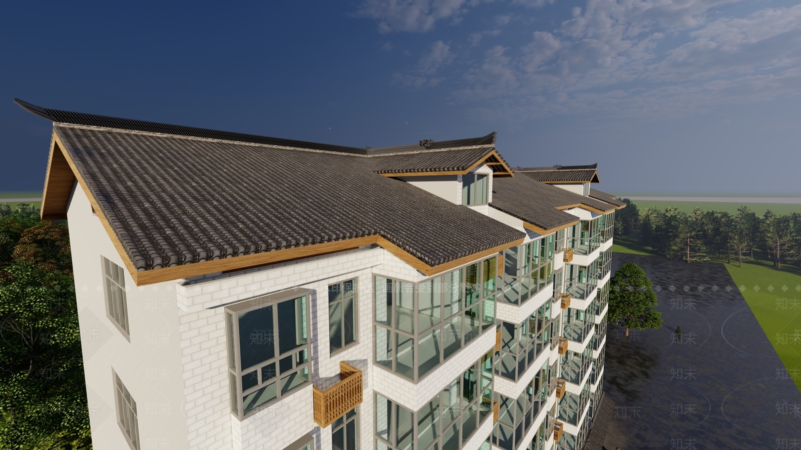 现代高层住宅SU模型下载【ID:1141299033】