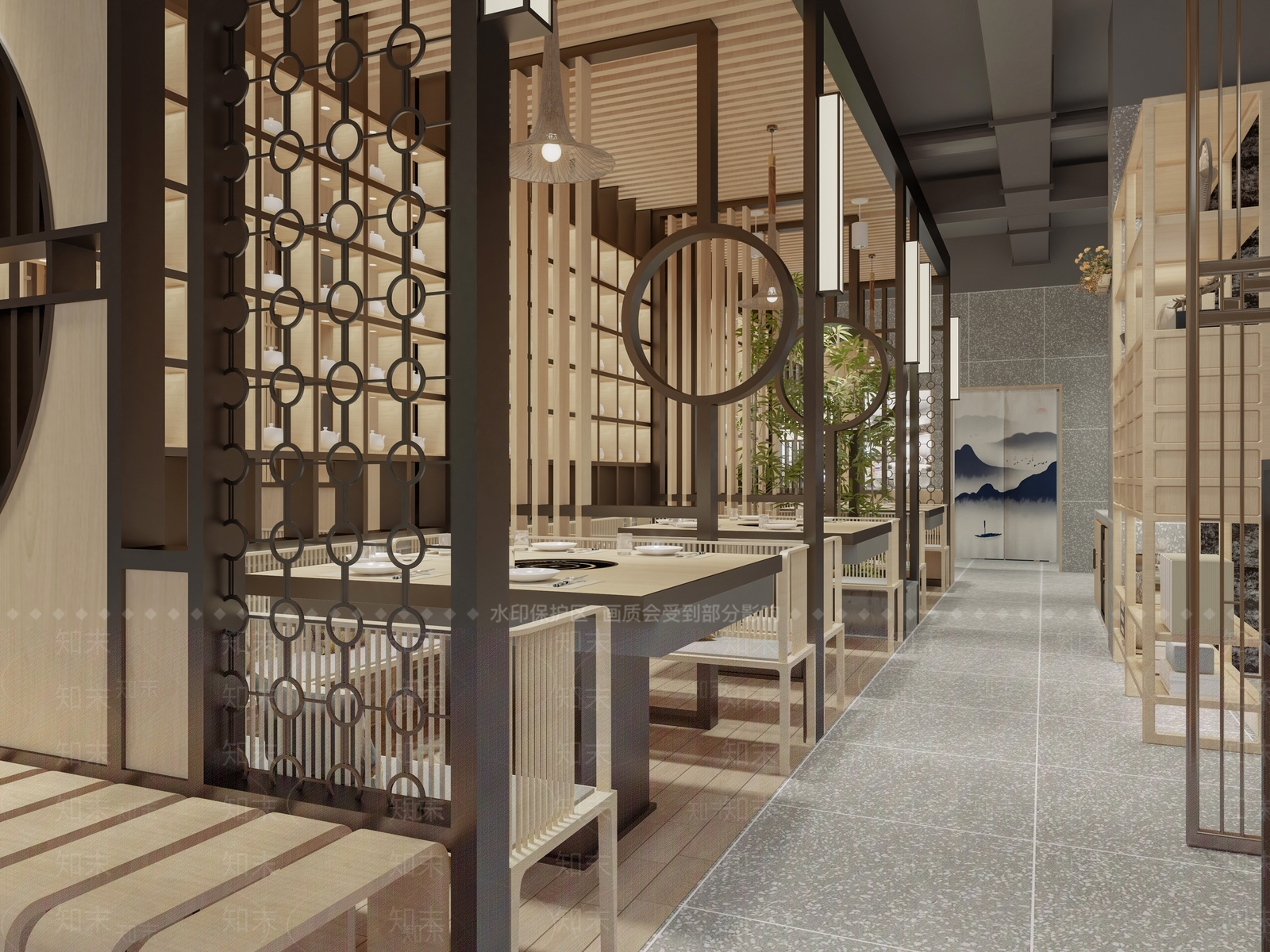 新中式火锅店3D模型下载【ID:1141532749】