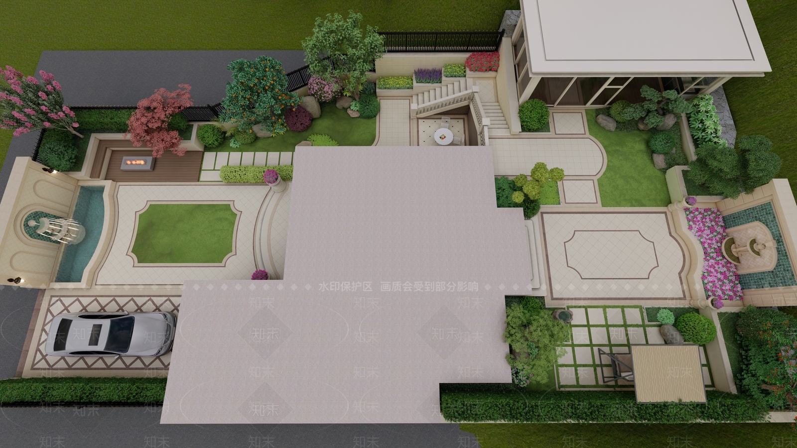 别墅庭院SU模型精品下载_SketchUp模型_知末网