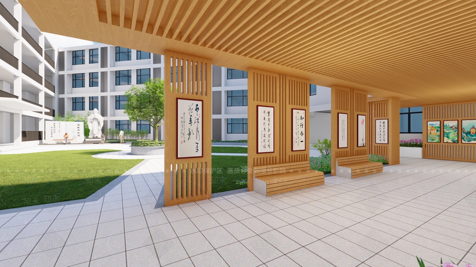 现代校园景观SU模型下载【ID:1141310536】